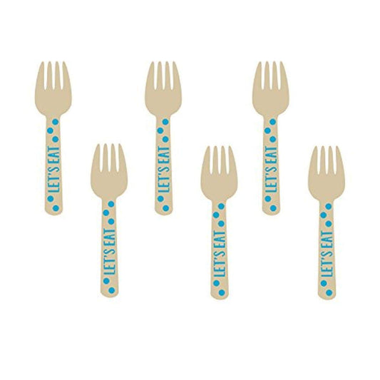 Blue Buffet Mini Wooden Forks /12