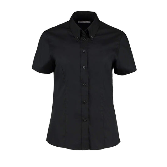 Kustom Kit Ladies S/Sleeve Oxford Shirt - Black - 26