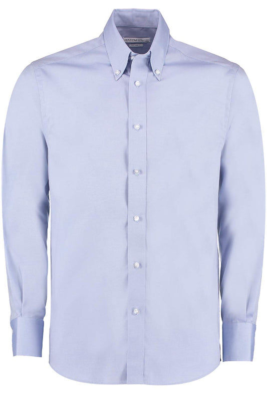 Kustom Kit Tailored Fit Oxford L/S Shirt - Light Blue - 18"