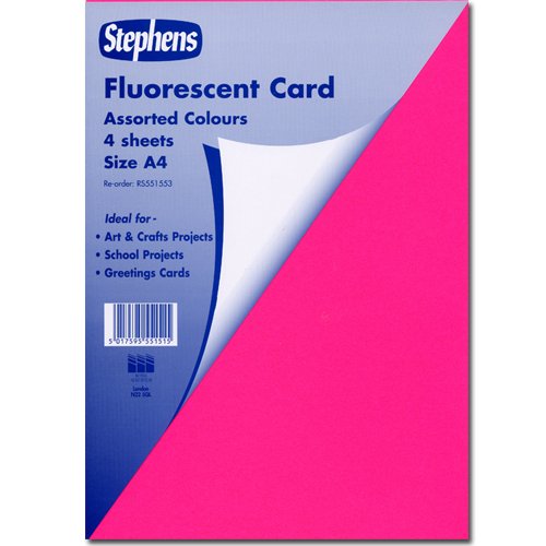 Fluorescent Card 240gsm 4 assorted Sheets