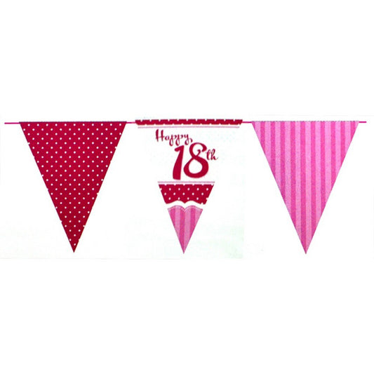 Perfectly Pink 18th Birthday Paper Flag Bunting