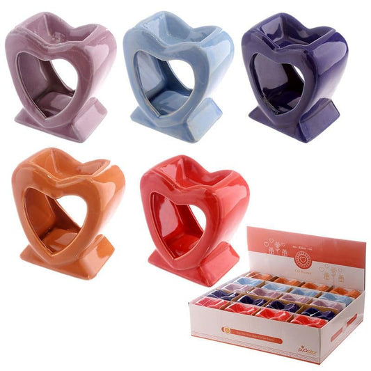 Bright Single Colour Heart Shaped Oil Burner