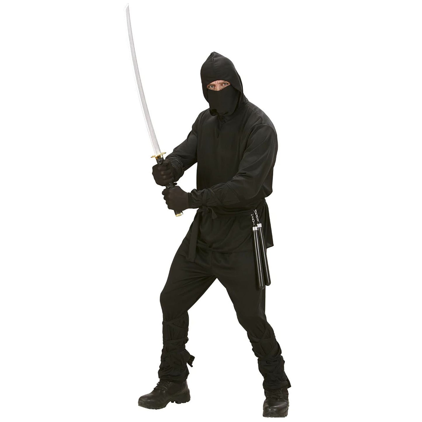 "NINJA" (hooded coat, pants, belt, mask, arm & leg ties) - (S)