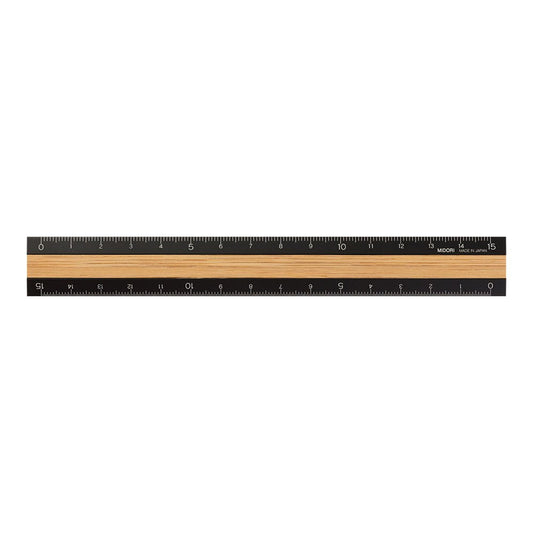 Midori Aluminum Wooden Ruler <15cm> Black