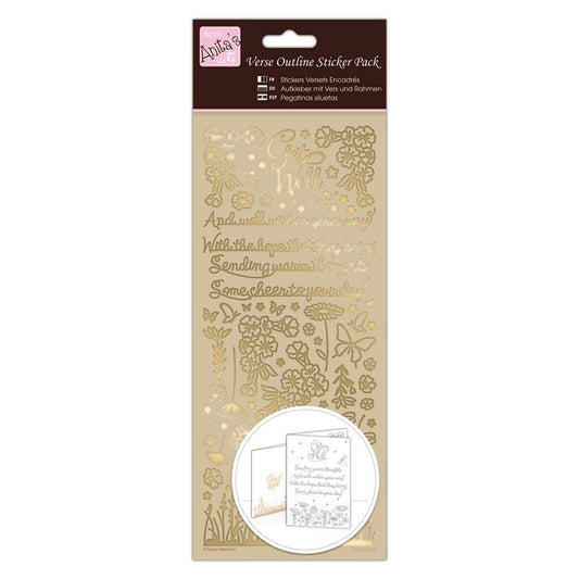 Outline Stickers - Verses - Get Well - Gold