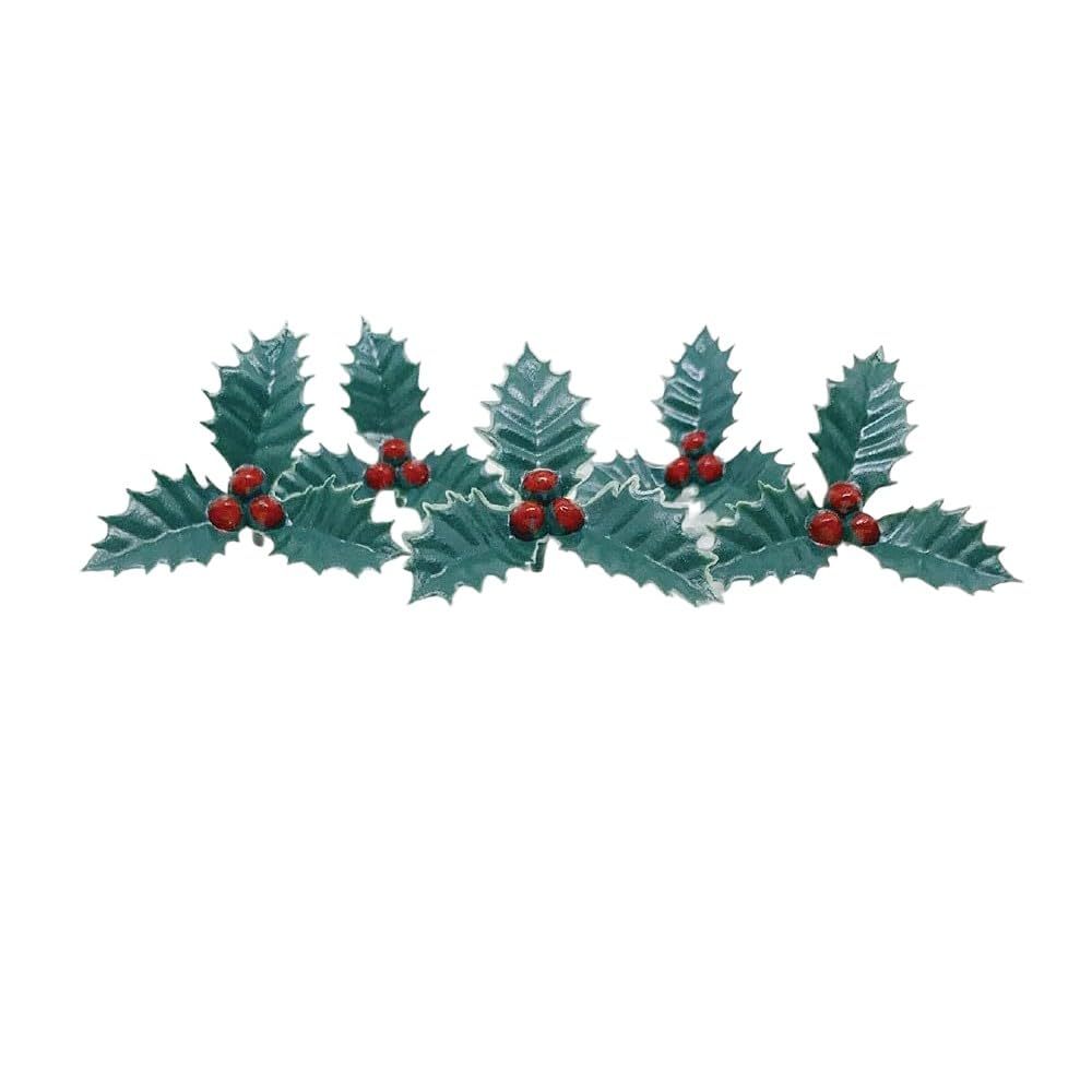 Holly & Berries Plastic Cake Topper Picks Green/Red