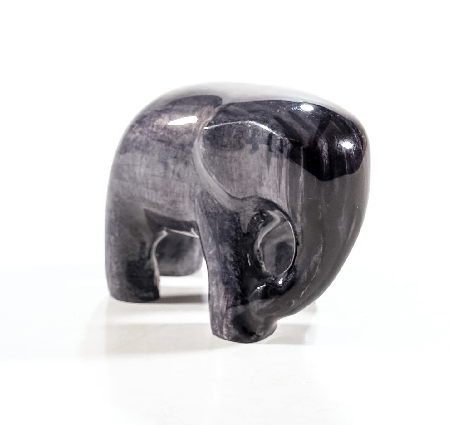 Eco-Friendly Recycled Aluminium Brushed Black Elephant (Handmade & Fairtrade) Statue Ornament Home Decoration Small 5 cm