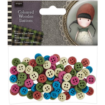 Coloured Wooden Buttons (100pcs) - Santoro Tweed