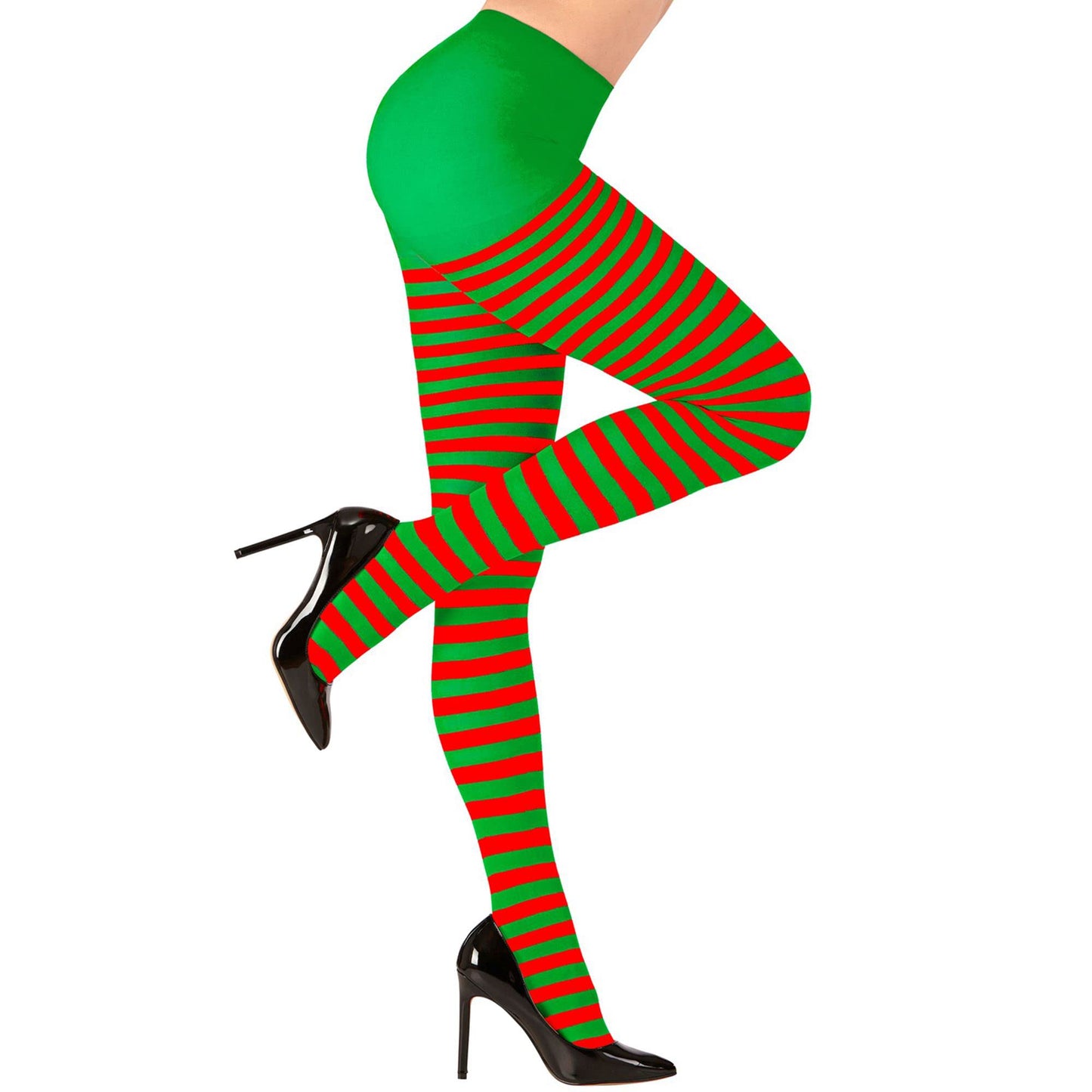 "RED/GREEN STRIPED PANTYHOSE" 70DEN - (XL)