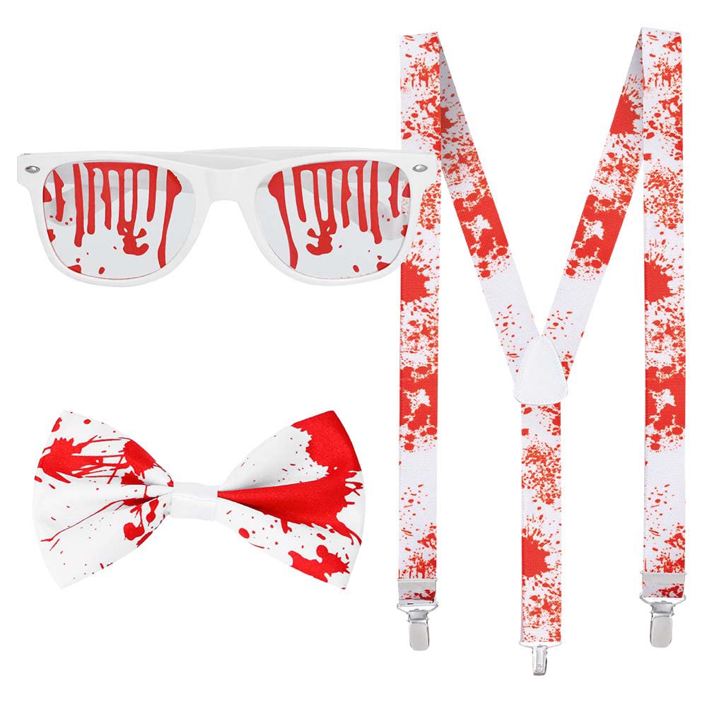 Accessory set Bloody (party glasses, bow tie and suspenders)