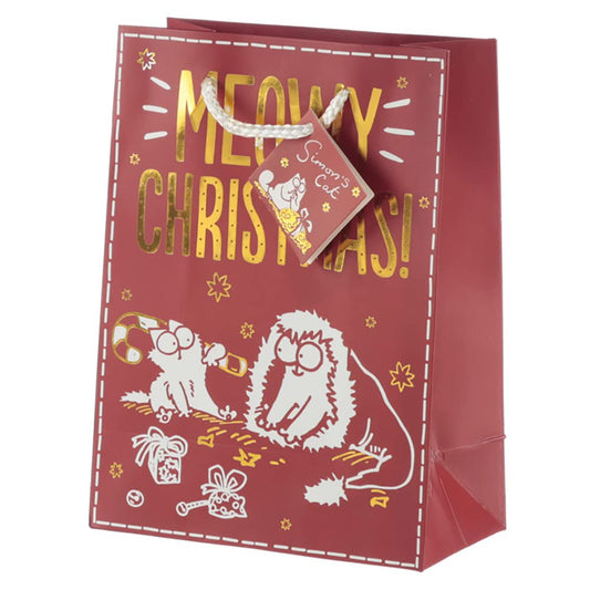 Simon's Cat Meowy Christmas Metallic Gift Bag - Medium