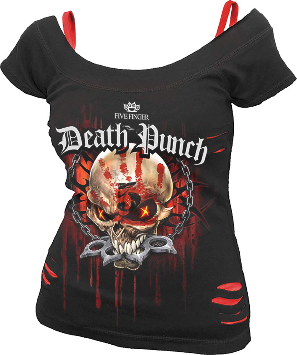 5FDP - ASSASSIN - 2in1 Red Ripped Top Black (Plain) - 3XL