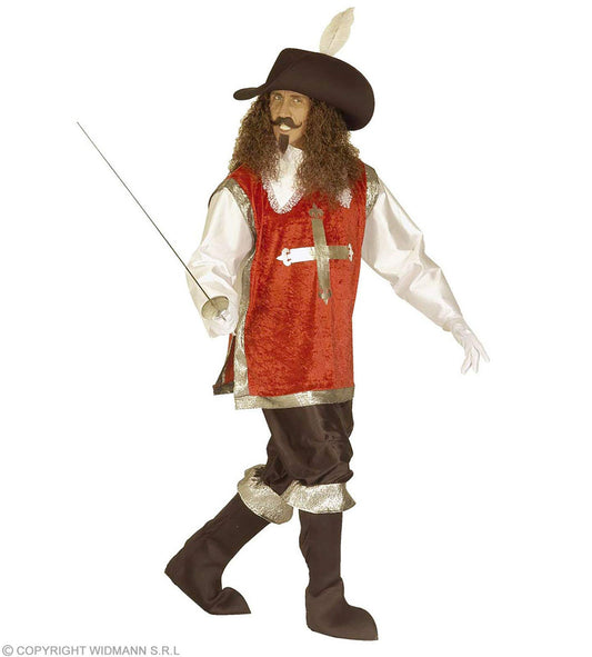 "MUSKETEER" 3 colors ass. (shirt with overcoat, pants, boot covers, hat with feather) - (M)