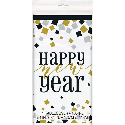 Happy New Year Square 9" Dinner Plates, 8ct, Foil