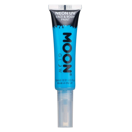 Moon Glow Intense Neon UV Face Paint, Blue, Single, with Brush Applicator, 15ml