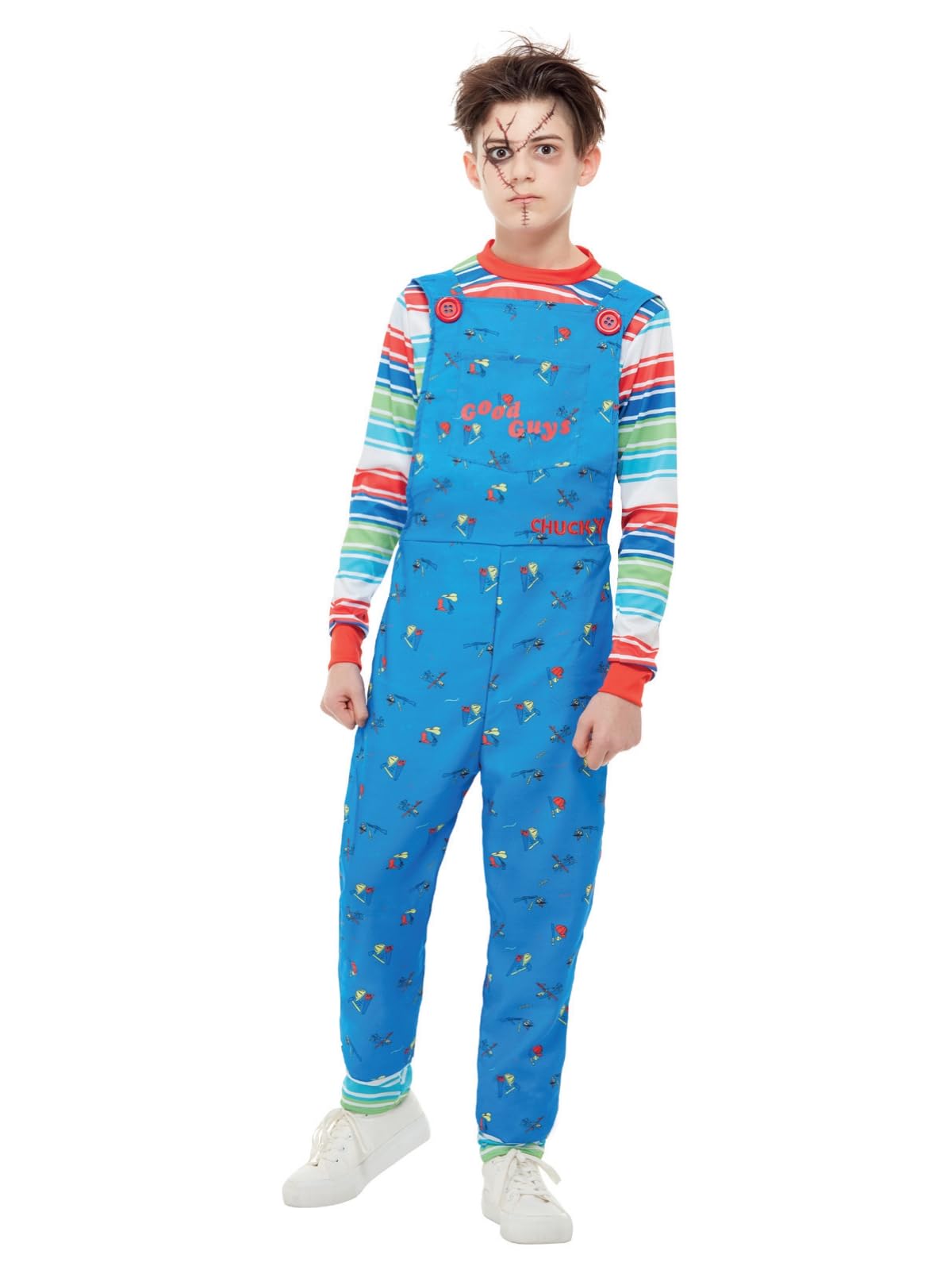 Chucky Costume, Blue, Dungarees & Top, (M)