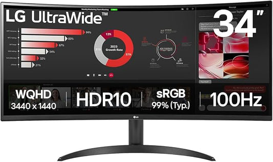 LG 34WR50QK-B 34in HDMI DP Curved Monitor