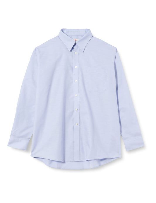 Fruit Of The Loom L/Sleeve Oxford Shirt - Navy Blue - M