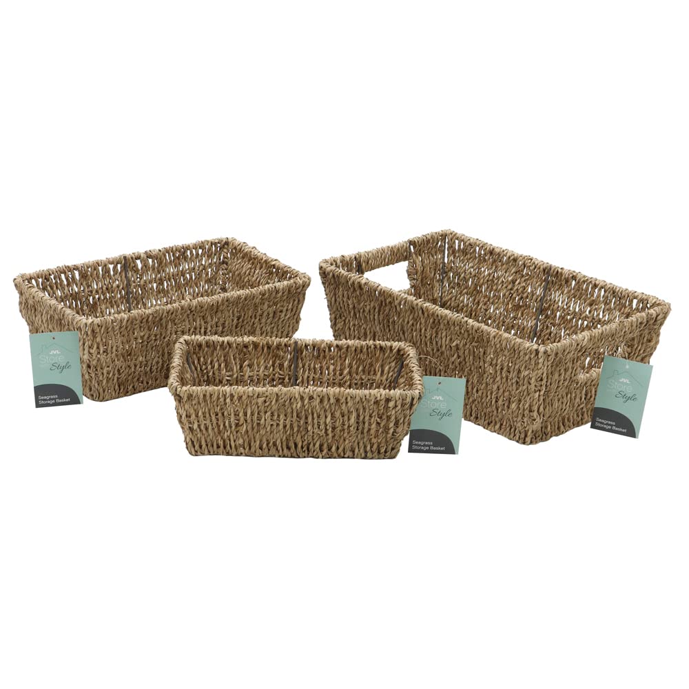 Seagrass Set of 3 Rectangular S/Baskets