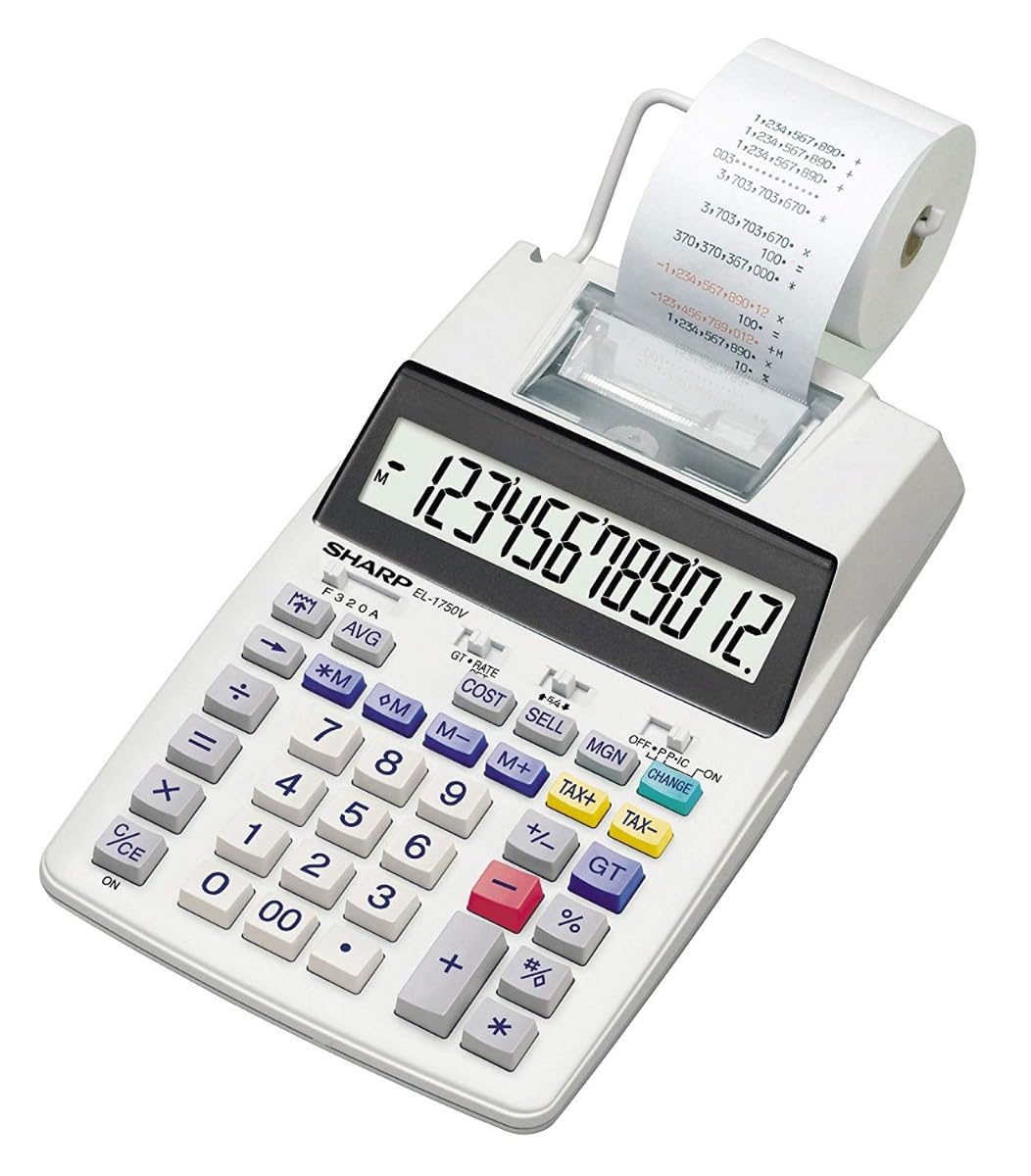 Sharp Printing Calculator (12 Digit LCD Display) EL1750V