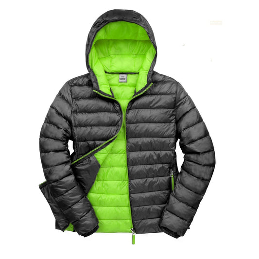 Result Urban Mens Snowbid Hooded Jkt - Black/Lime Green - L