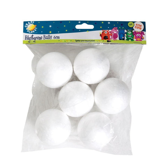 6cm Polystyrene Balls (6pcs)