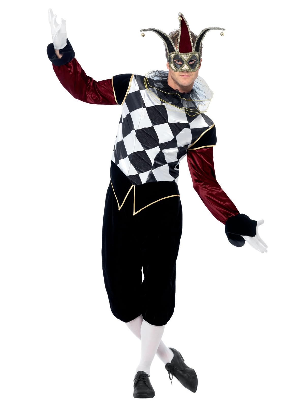 Gothic Venetian Harlequin Costume, Black (L)