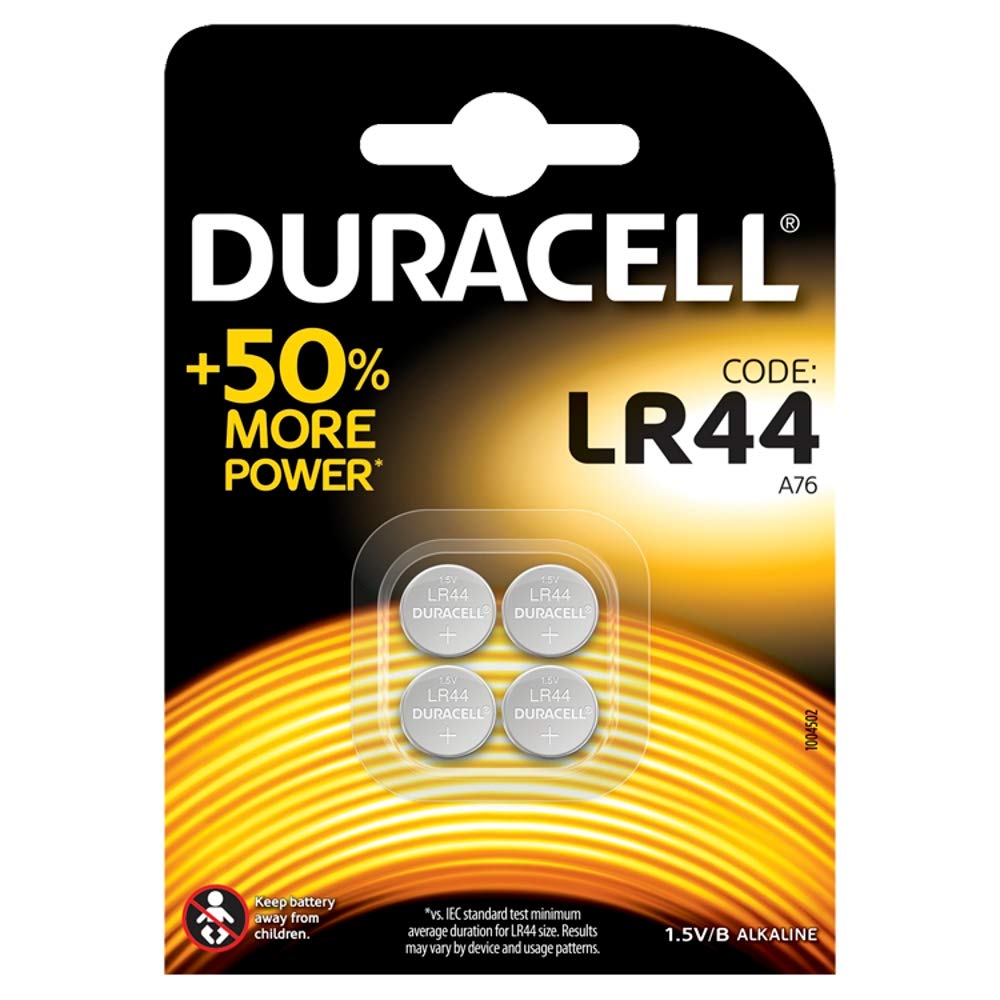 Duracell LR44 Alkaline Button Batteries (Pack of 4) A76/4