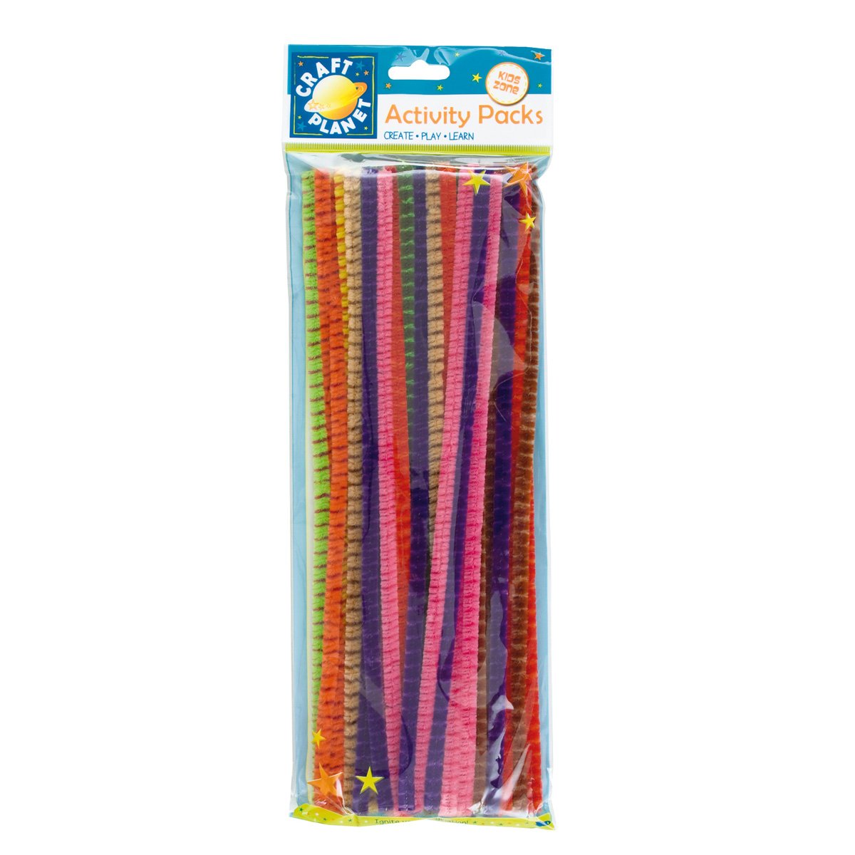 Chenille Striped Stems 300mm (50pk) - 10 Assorted Colours