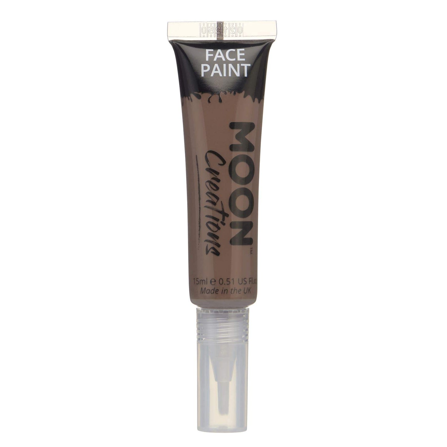 Moon Creations Face & Body Paints, Brown, with Brush Applicator, 15ml Single