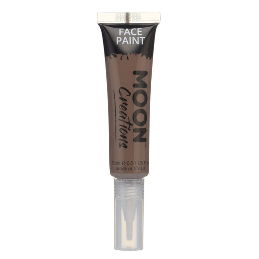 Moon Creations Face & Body Paints, Brown, with Brush Applicator, 15ml Single