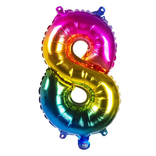 Pc. Foil balloon '8' rainbow (36 cm)