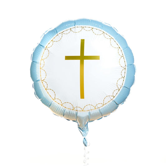 Blue communion foil balloon