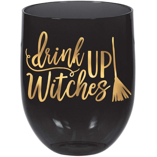 Drink Up Witches Stemless Plastic Wine Glasses 449ml
