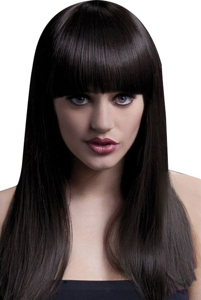 Fever Alexia Wig, Brown, Long Blunt Cut with Fringe, 38cm / 19in