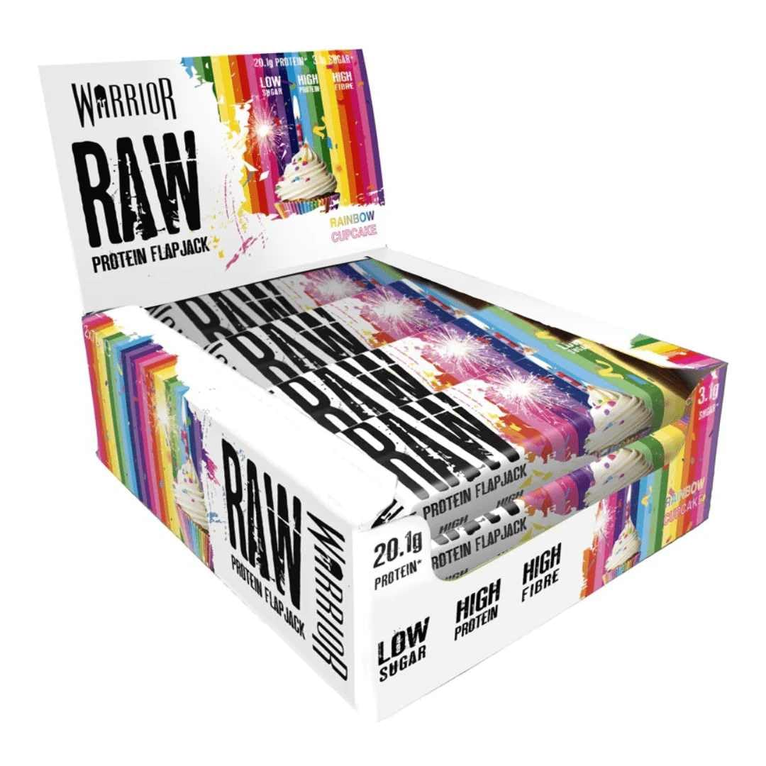 Warrior Raw Protein Flapjack 12x75g Rainbow Cupcake (perishable)