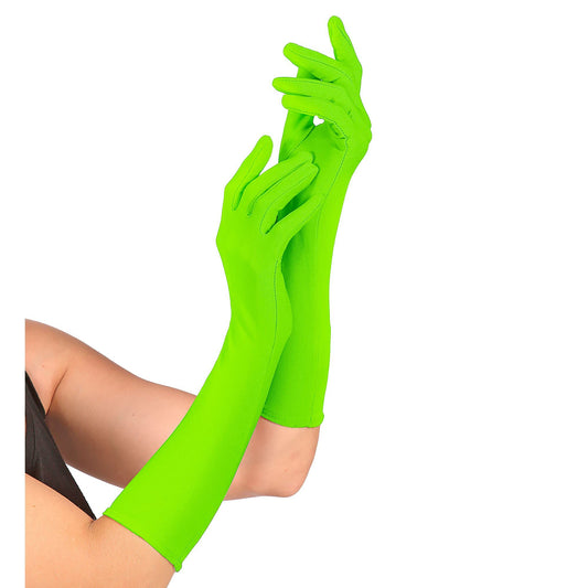 "NEON GREEN LONG GLOVES - 40 cm" - (One Size Fits Most Adult)