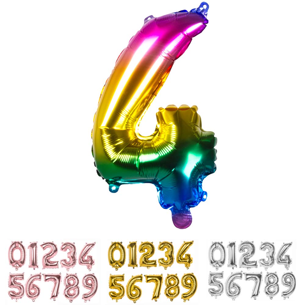 Pc. Foil balloon '4' rainbow (36 cm)