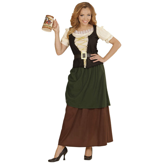 "MEDIEVAL WENCH" (shirt with corset, skirt with overskirt, belt) - (M)