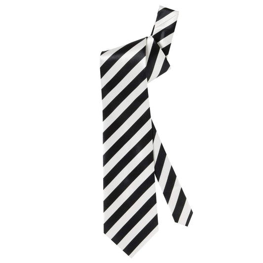 satin "BLACK & WHITE STRIPED TIE" -