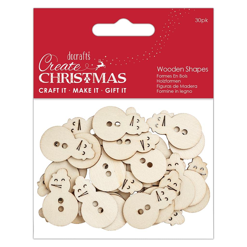 Create Christmas Wooden Shapes (30pcs) - Mini Snowman Natural