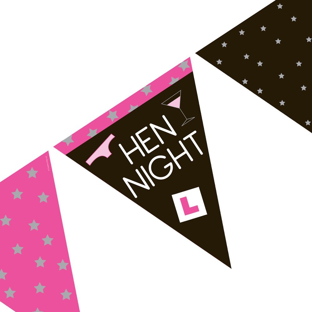 Hen Night Paper Flag Bunting Metallic Print