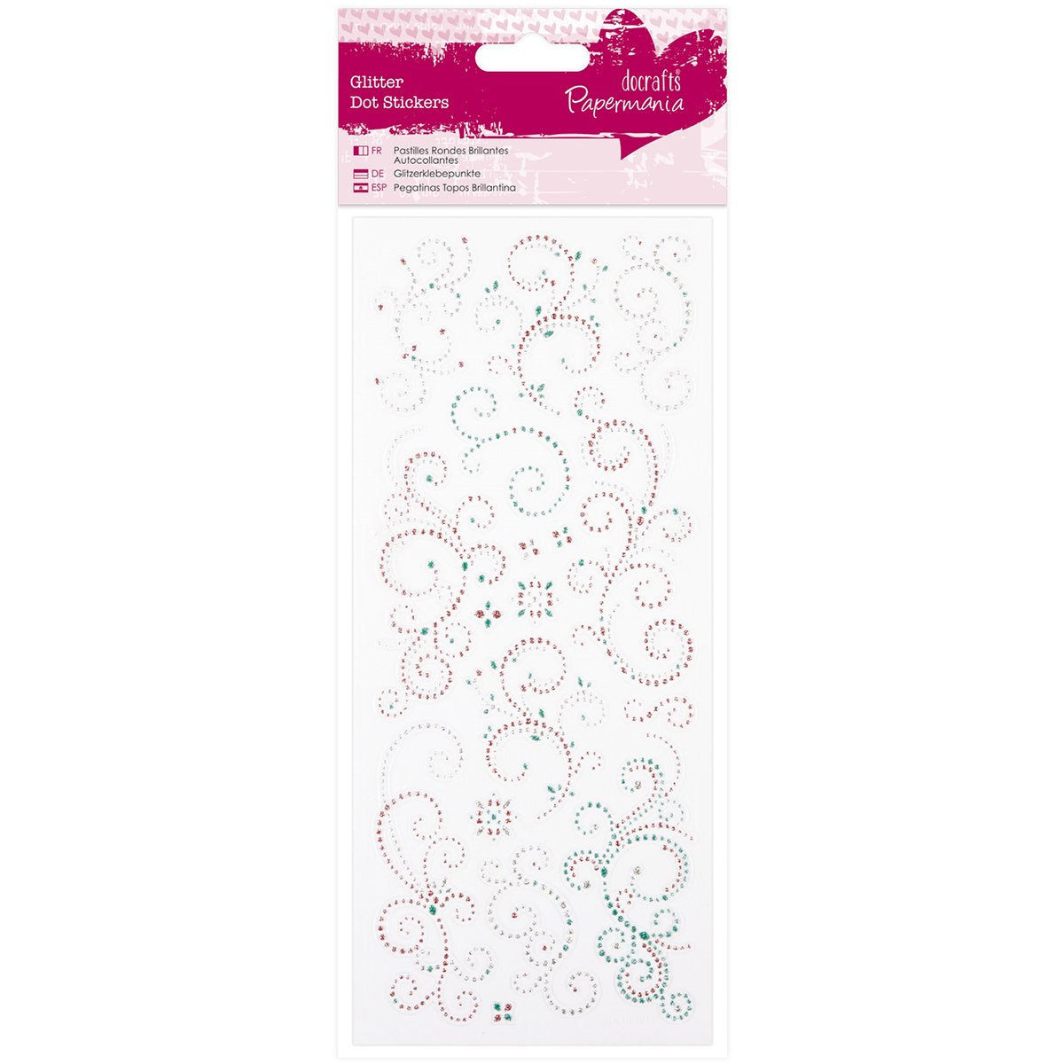 Glitter Dot Stickers - Flourishes - Teal & Pink