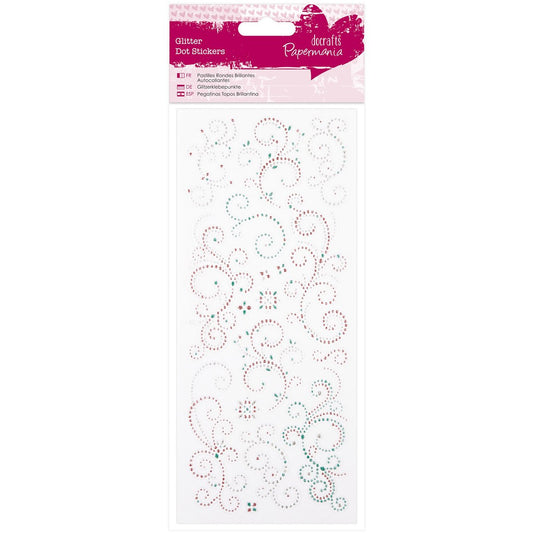 Glitter Dot Stickers - Flourishes - Teal & Pink