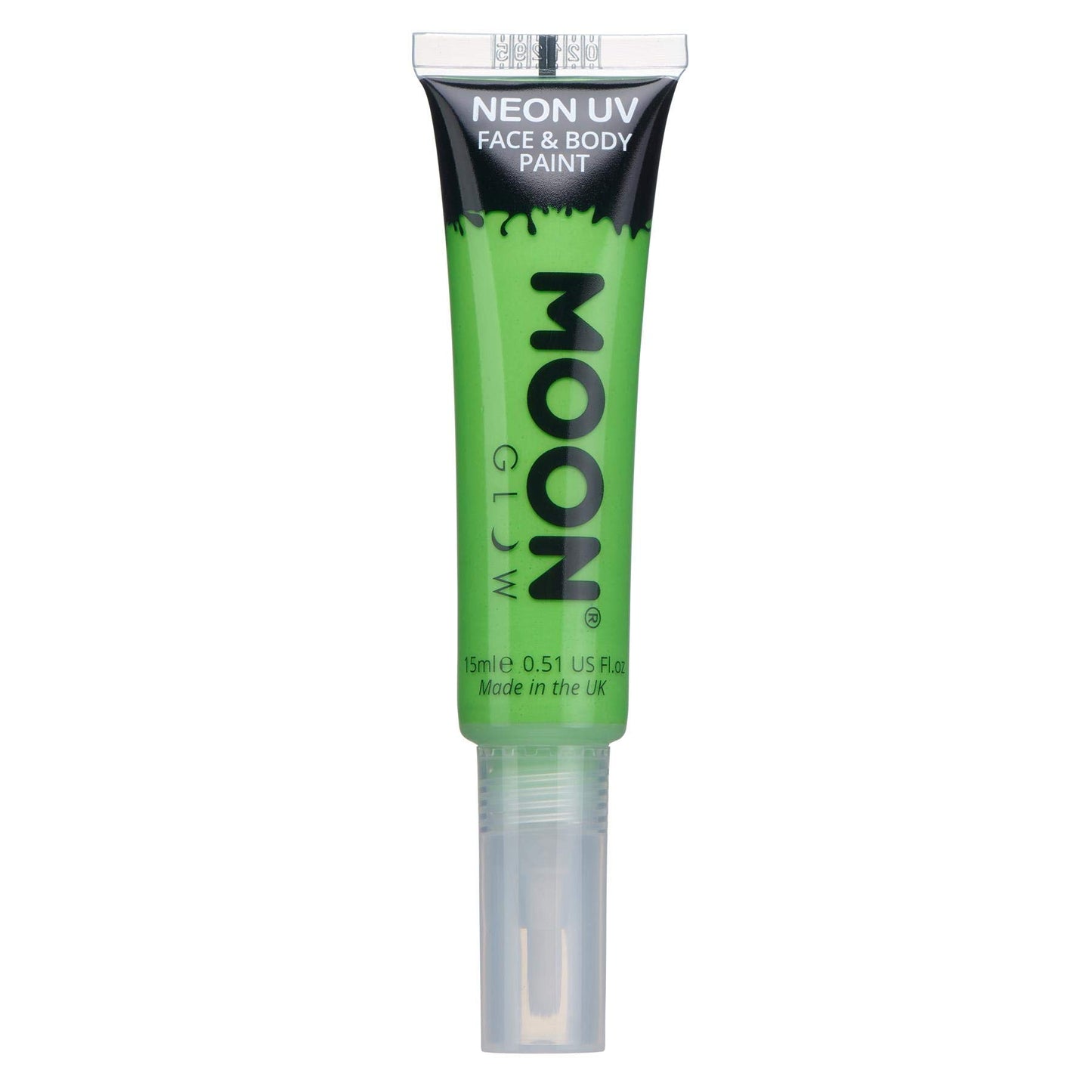 Moon Glow Intense Neon UV Face Paint, Green, Single, with Brush Applicator, 15ml