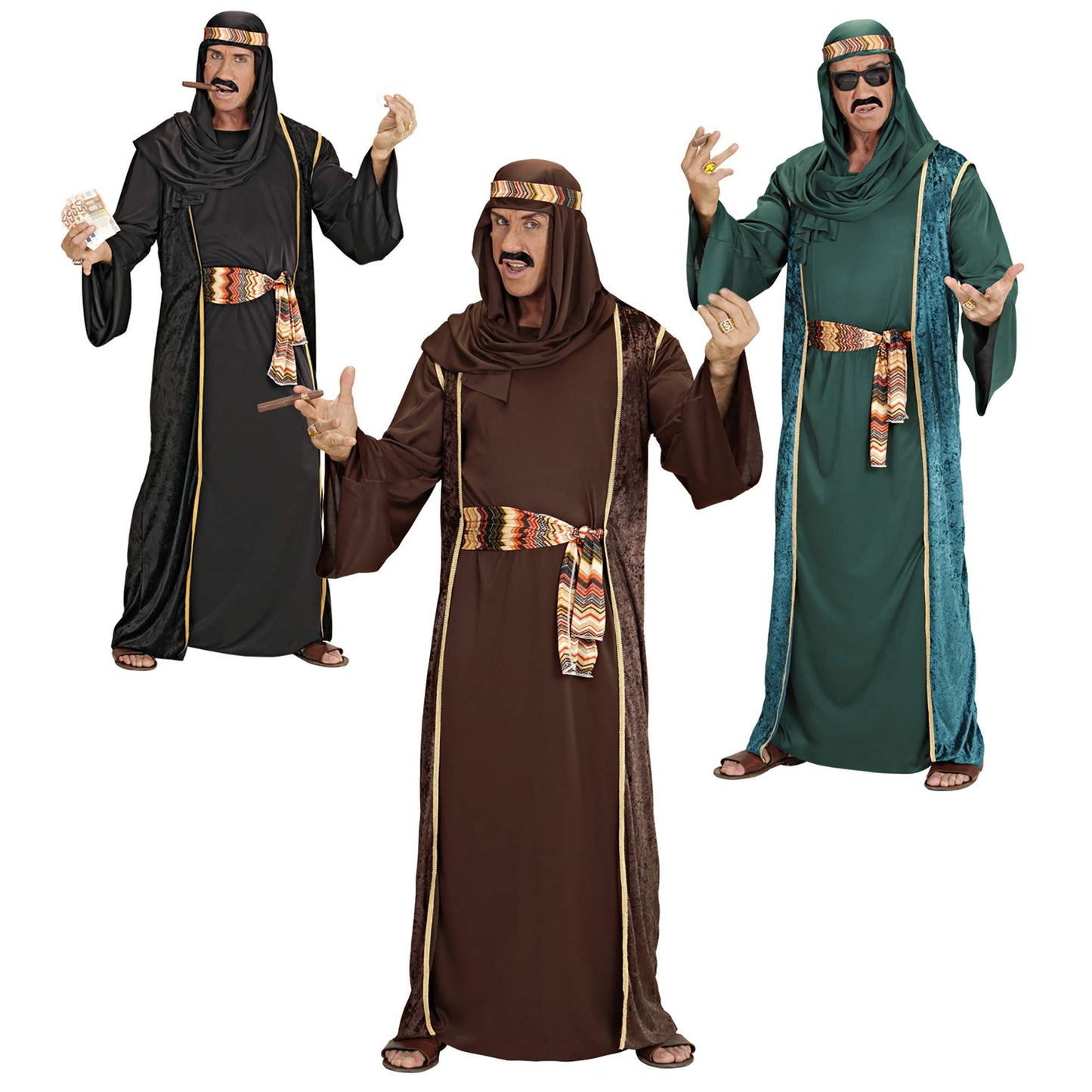 "ARAB SHEIK" 3 colors ass. (robe, over-robe, belt, turban) - (S)