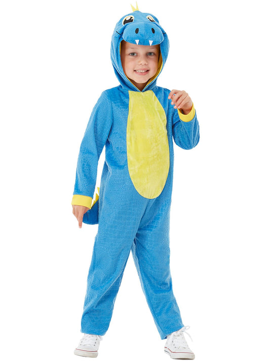 Toddler Dinosaur Costume, Blue, with Hooded Jumpsuit, (T2)