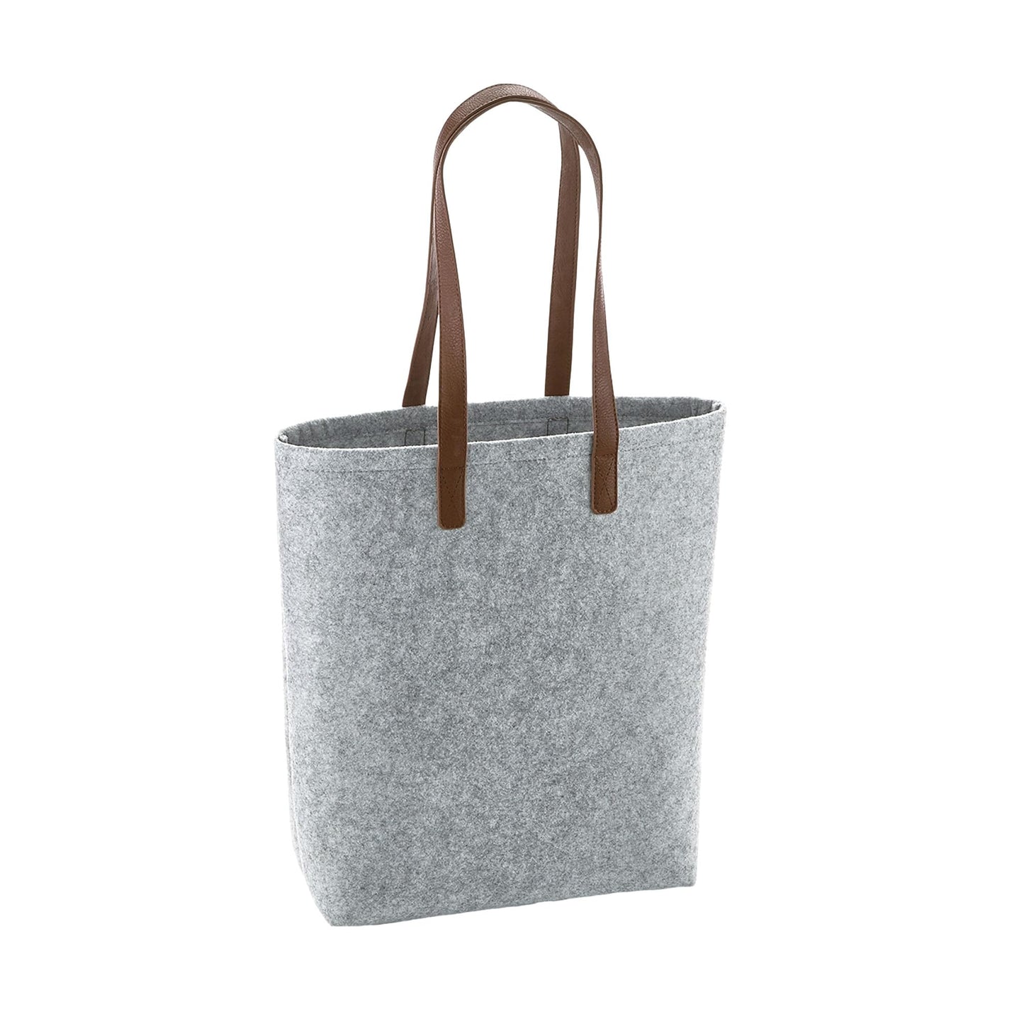 Bagbase Premium Felt Tote - Grey Melange/ Tan - O/S