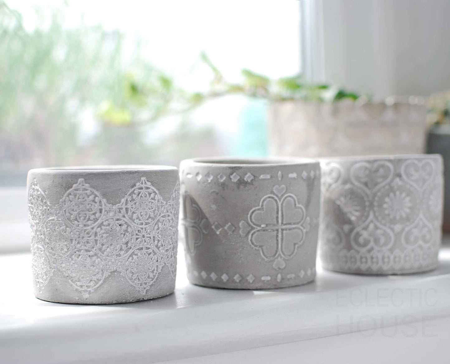 Grey Pattern Candle Holder