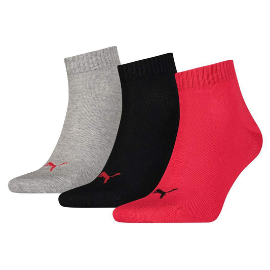 Puma Quarter Training Socks (3 Pairs) - Black/Red/Grey - 12-14